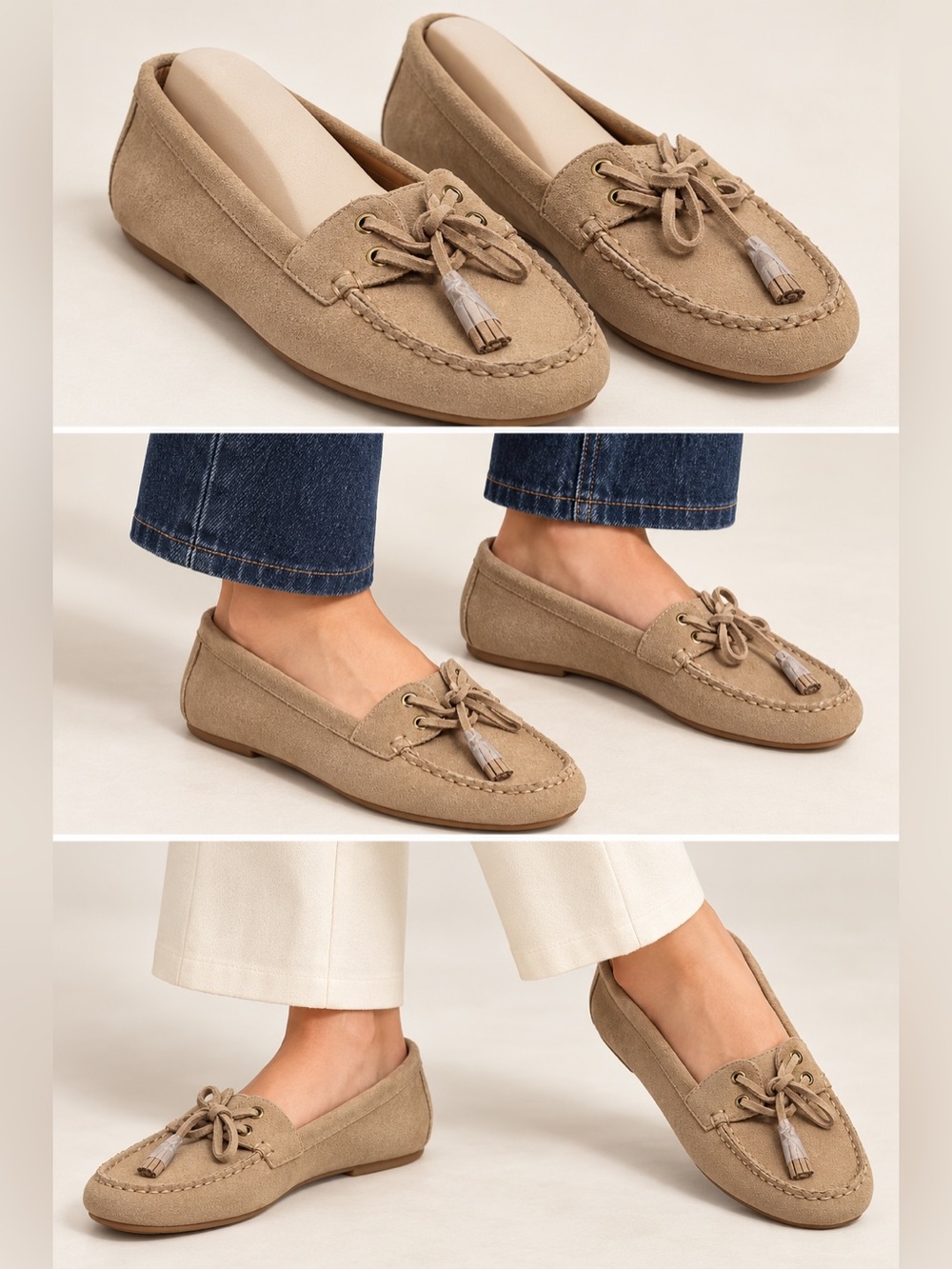 J.Crew Suede Lace-Up Loafers Moccasins Taupe Size 7